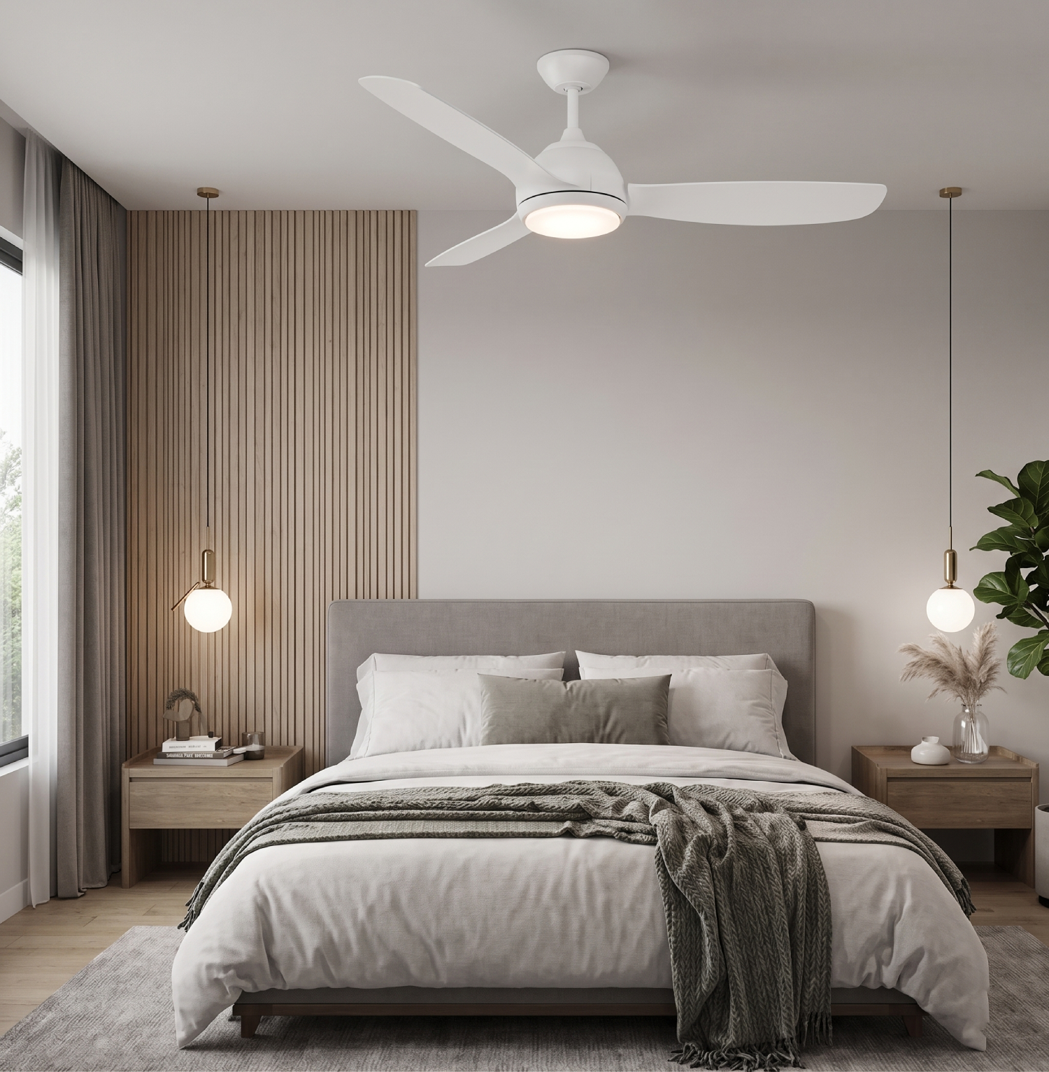 Modern bedroom interior ceiling fan